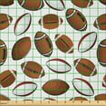 thumbnail image 2 of Ambesonne American Football Fabric by the Yard Microfiber, Rugby Balls, 1 Yard, Caramel Ruby White, 2 of 2
