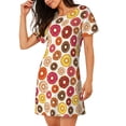 thumbnail image 2 of Honeii Donut Print Women's Loose Short Sleeve Nightgown, Soft Cotton Sleepwear, Comfy Loose Fit Pajama Dress for Sleep and Lounge, 2 of 6