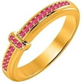 thumbnail image 2 of 925 Sterling Silver Yellow Gold Plated Ruby Beautiful Cross Band Ring Women Christmas Gift, 2 of 2