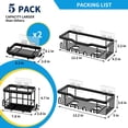 thumbnail image 5 of RM FOLD ART Adhesive Shower Caddy 5-Pack, No Drill Wall-Mounted Bathroom Organizer, Large Capacity Storage, Black, 5 of 11