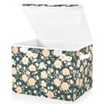 thumbnail image 2 of Pink Cute Flower Large Storage Bins with Linen Collapsible Lid Storage Box 16.7 x 12.6 x 11.8in, 2 of 7