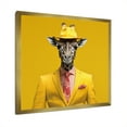 thumbnail image 2 of Designart "Giraffe in a Yellow Suit II" Animals Framed Wall Art Decor - Modern Yellow Giraffe Fashion Entryway Framed Wall Art Print, 2 of 6