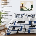 thumbnail image 5 of Abstract Lines Art Queen Size Comforter Set, Black Blue Geometric Square Frame Bedding for All Seasons, 4 Pcs Bed Set, 1Quiltcover (90"x92") ,1Sheet(94"x116"), 2Pillowcases (30"x20"), 5 of 9