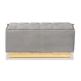 thumbnail image 4 of Baxton Studio Powell Glam and Luxe Grey Velvet Fabric Upholstered and Gold PU Leather Storage Ottoman, 4 of 10