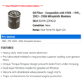 thumbnail image 2 of Oil Filter - Compatible with 1983 - 1991, 2003 - 2006 Mitsubishi Montero 1984 1985 1986 1987 1988 1989 1990 2004 2005, 2 of 2