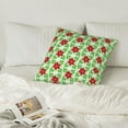 thumbnail image 2 of LNWH Decorative Pillow Covers, Red Green Floral Leaves Square Sofa Decorative Knit Pillow Case, 24"x24", 2 of 8