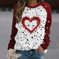 thumbnail image 2 of Penkiiy Hauts de Mode à Manches Longues pour Femmes, Col Rond Mignon, Blouse Tendance, Saint-Valentin 2025, Grande Taille, Imprimé Cœur d'Amour, TG Rouge, 2 of 5