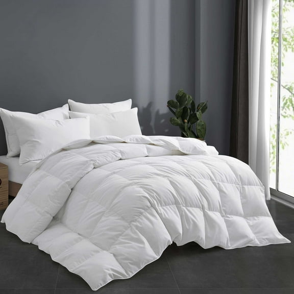 Peace Nest All Season White Goose Down and Feather Fiber Comforter Duvet Insert, Full/Queen