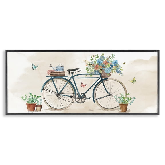Stupell Industries Farmhouse Garden Bicycle & Florals Black Framed Giclee Art, 24 x 10, by Nan