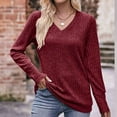 thumbnail image 2 of miqiqism Deals！Sweater for Women Trendy Fall Fashion 2024 Womens Long Sleeve Tops T-Shirt Blouses V Neck Casual Women's Pullover Sweaters Lightweight Tunic Clothing,Wine,XX-Large, 2 of 6