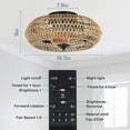 thumbnail image 7 of ACE-LIGHTS,19.7 Inch Dimmable Rattan Ceiling Fan with 5-Lights(LED Bulbs Included) & Remote Control,Suitable for Winter and Summer for Living Room,Dining Room,Bedroom,Kitchen,Office(Brown)., 7 of 7