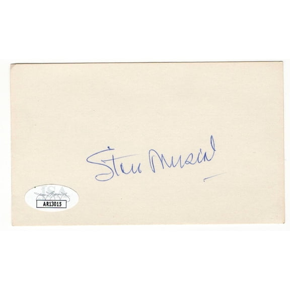 Stan Musial Signed Autographed Index Card Cardinals Legend HOFer JSA AR13015