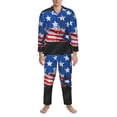 thumbnail image 3 of Honeii Shark With USA Flag Pattern Mens Pajamas Set,2pcs Men's Lounge Long Sleeve Sleep Shirt and Pajama Bottoms Sleepwear Set,Mens Pjs Sets-XX-Large, 3 of 7