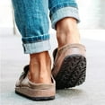 thumbnail image 3 of Fall Winter Clogs for Women Suede Soft Leather Clogs Classic Cork Clog Anti Slip Slippers Waterproof Mules House Sandals Buckle, 3 of 4