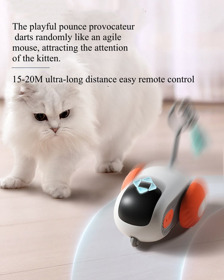 Automatic/remote control cat toys, intelligent obstacle avoidance interactive cat toys for indoor cats, rechargeable cat toys for bored indoor adult cats