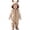 Khaki, variant on Girls Hooded Vest Soft Bunny Ear Design Zip Front Sleeveless Jacket (Khaki)