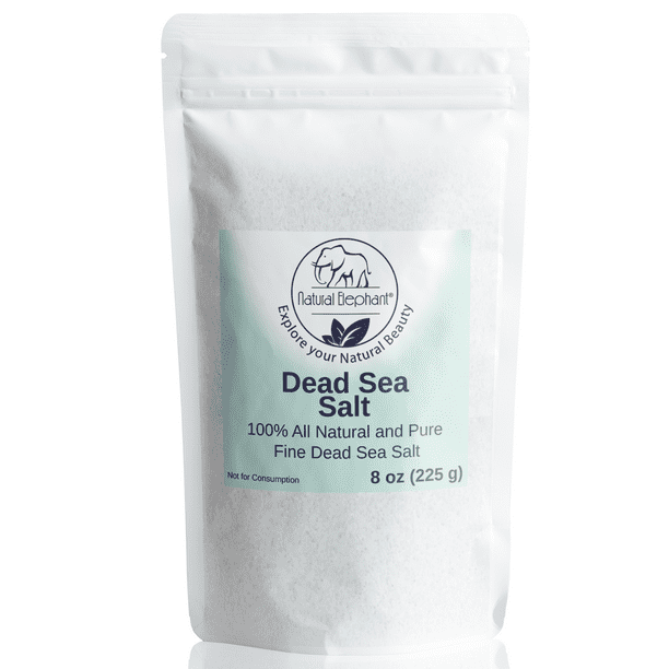 Dead Sea Salt Fine Grain 8 oz (226 g) by Natural Elephant 100 Natural & Pure for Psoriasis