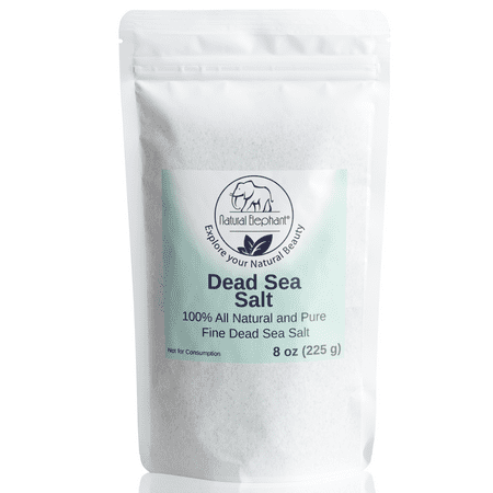 Dead Sea Salt Fine Grain 8 oz (226 g) by Natural Elephant 100% Natural & Pure for Psoriasis Eczema Acne & Other Dermatological