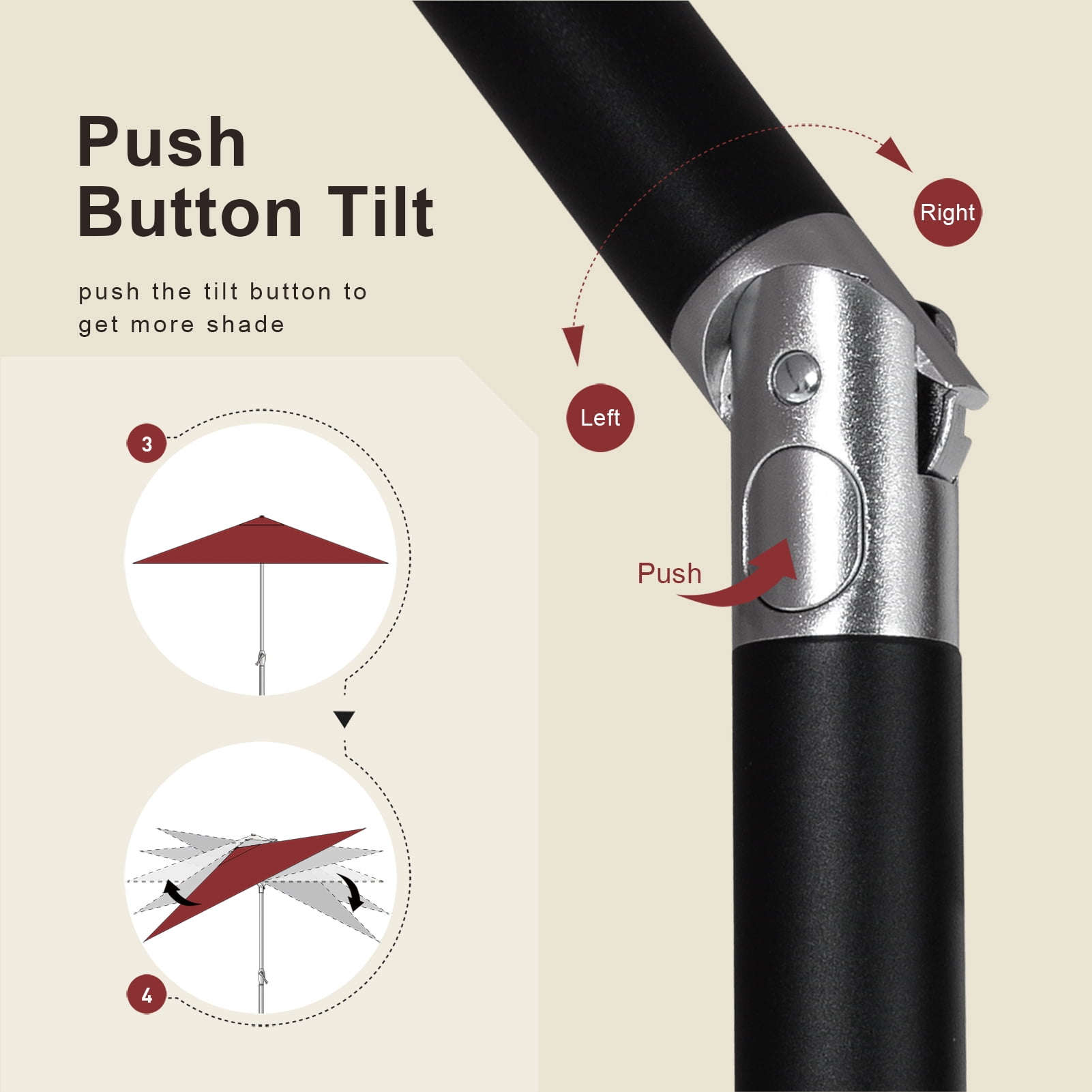 Tempera 9FT Push Botton Tilt patio umbrella