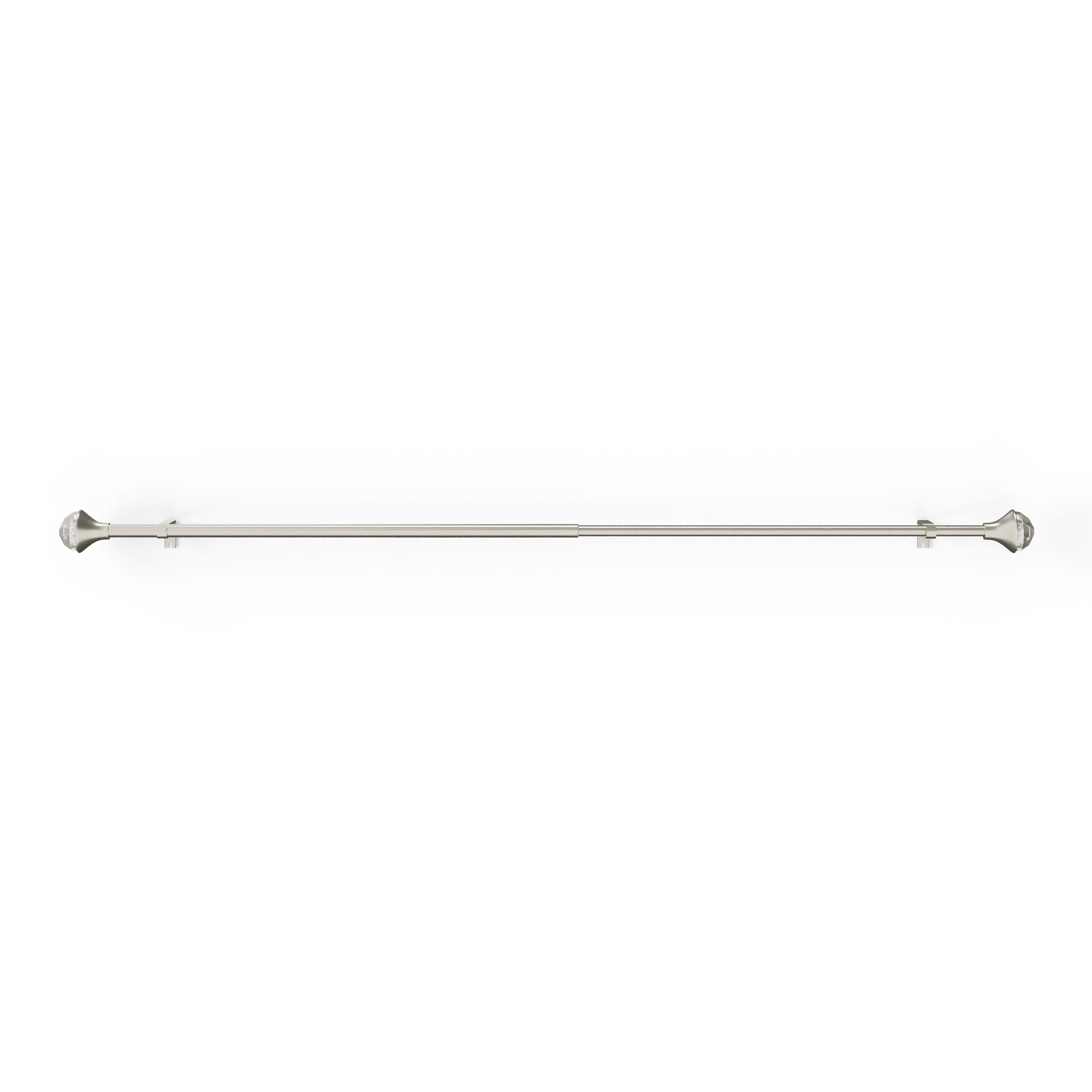 Mainstays Kids 3/4" Satin Nickel Faceted Gem Adjustable Single Curtain Rod, 48"-84"