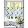 thumbnail image 3 of Watercolor Blue Flower Hydrangea Chiffon Sheer Curtains 45 Inches Long, Green Leaves Floral 2 Rod Pocket Window Treatment Voile Drapes Curtains for Living Room Bedroom,2 Panels, 52x45In, 3 of 9