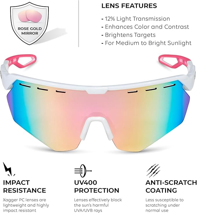 Xagger Sport Shield Sunglasses for Men Women Cycling Running Baseball UV400 Sun Glasses Wrap Around TR90 Frame