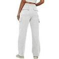thumbnail image 4 of Yuyuzo Pantalon Cargo Femme Taille Haute Élastique Jambe Droite Grand Ample Décontracté Randonnée Entraînement Pantalon de Survêtement avec Multiples Poches, 4 of 5