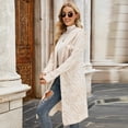 thumbnail image 1 of Chaqueta cortavientos larga para mujer europea y americana, suéter a rayas de temperamento para viajeros, cárdigan de punto a cuadros con capucha de otoño e invierno, 1 of 4