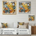 thumbnail image 4 of Designart "Graffiti Art Eyes Chaos in Yellow and Blue I" Abstract Framed Wall Art - Transitional Yellow Abstract Collages Entryway Framed Wall Art Print, 4 of 6