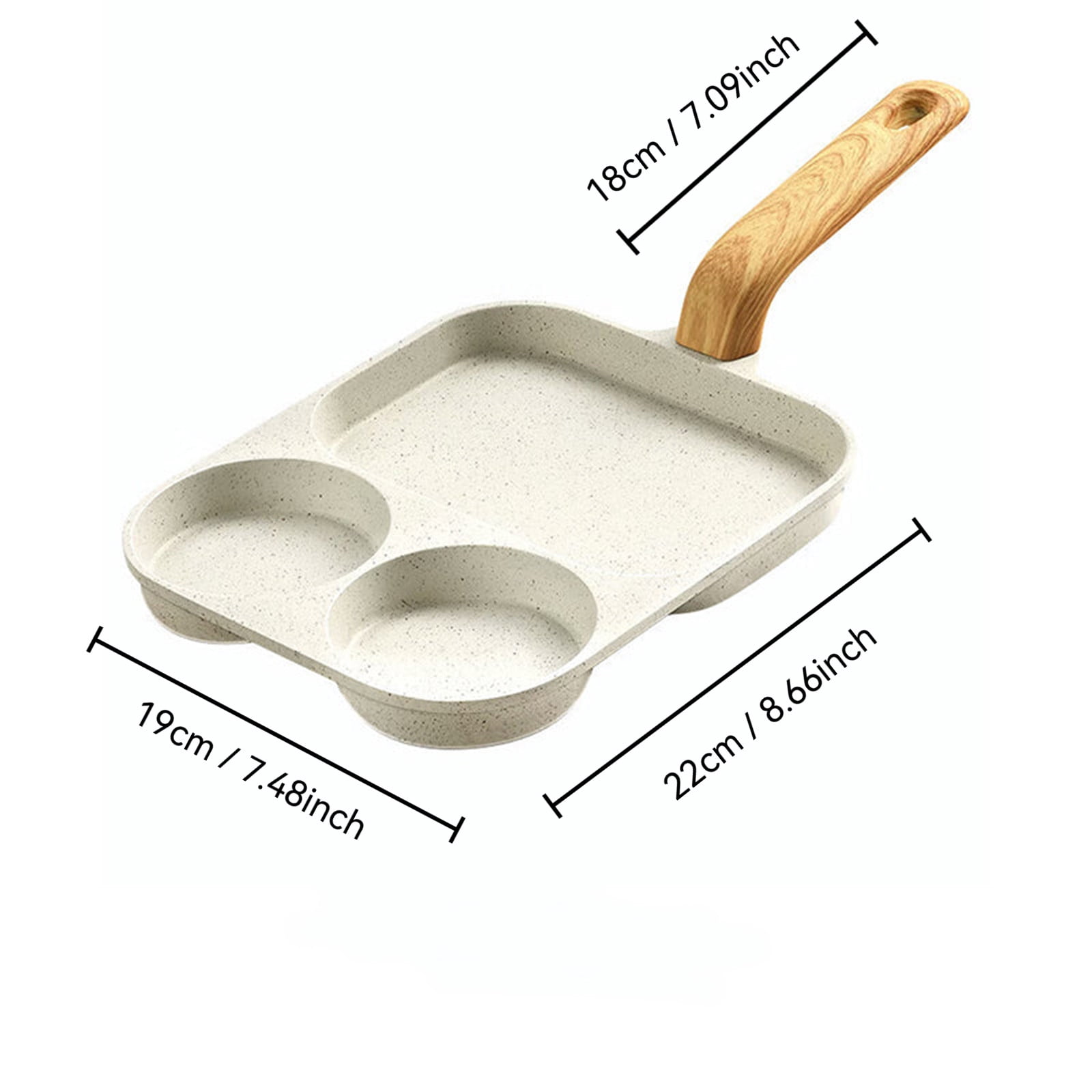 Sectioned 3-in-1 Non Stick Cooking Pan, Multi-Zone Divided Frying Skillet for Eggs, Pancakes and Grilling, Easy Clean Breakfast Pan Compatible with Gas and Induction Cooktops, HAODEJW