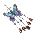 thumbnail image 5 of Campanas de Viento Pintadas de Vidrio y Hierro con Mariposa Grande, Campana de Tubo de Metal, Adornos Artesanales, Azul, 5 of 5