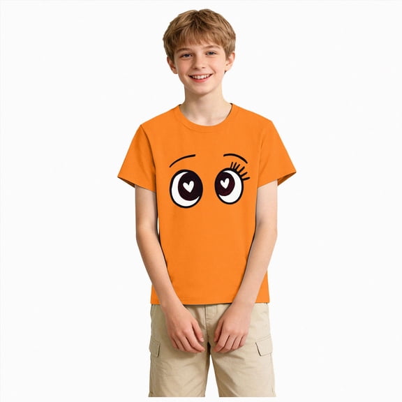 enyan Boys T Shirts Unisex Soft Kids Crewneck Cotton Tshirts Short Sleeve Solid Girls Tee Shirts,Orange,2-3 Years