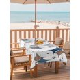 thumbnail image 2 of 60x102 Inch Outdoor Tablecloth with Umbrella Hole Zipper Rectangle Blue Brown Diamond Rectangular Tablecloths Outside Waterproof Modern Geometric Middle Century Patio Table Cover for Picnic Party, 2 of 8