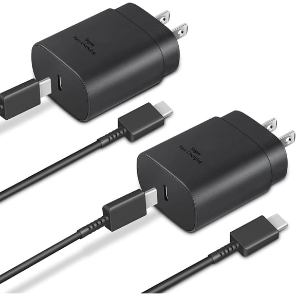 AoVoTo 2-Pack Type C Charger 25W Type C Fast Charging Block with 6ft USB C Charger Cable Compatible with Galaxy S25 S24 S23 S22 S21 /Phone 17/16/16 Pro Max/15/15 Pro Max/15 Plus
