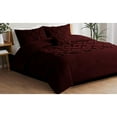thumbnail image 3 of 3 Piece New Half Pinch Pleated Pattern Comforter Set, 800 TC, 100% Egyptian Cotton, Oversized Super King Size Wine Solid, 3 of 6