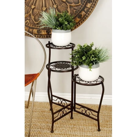 3 Tier Brown Metal Indoor Outdoor Floral Plant Stand