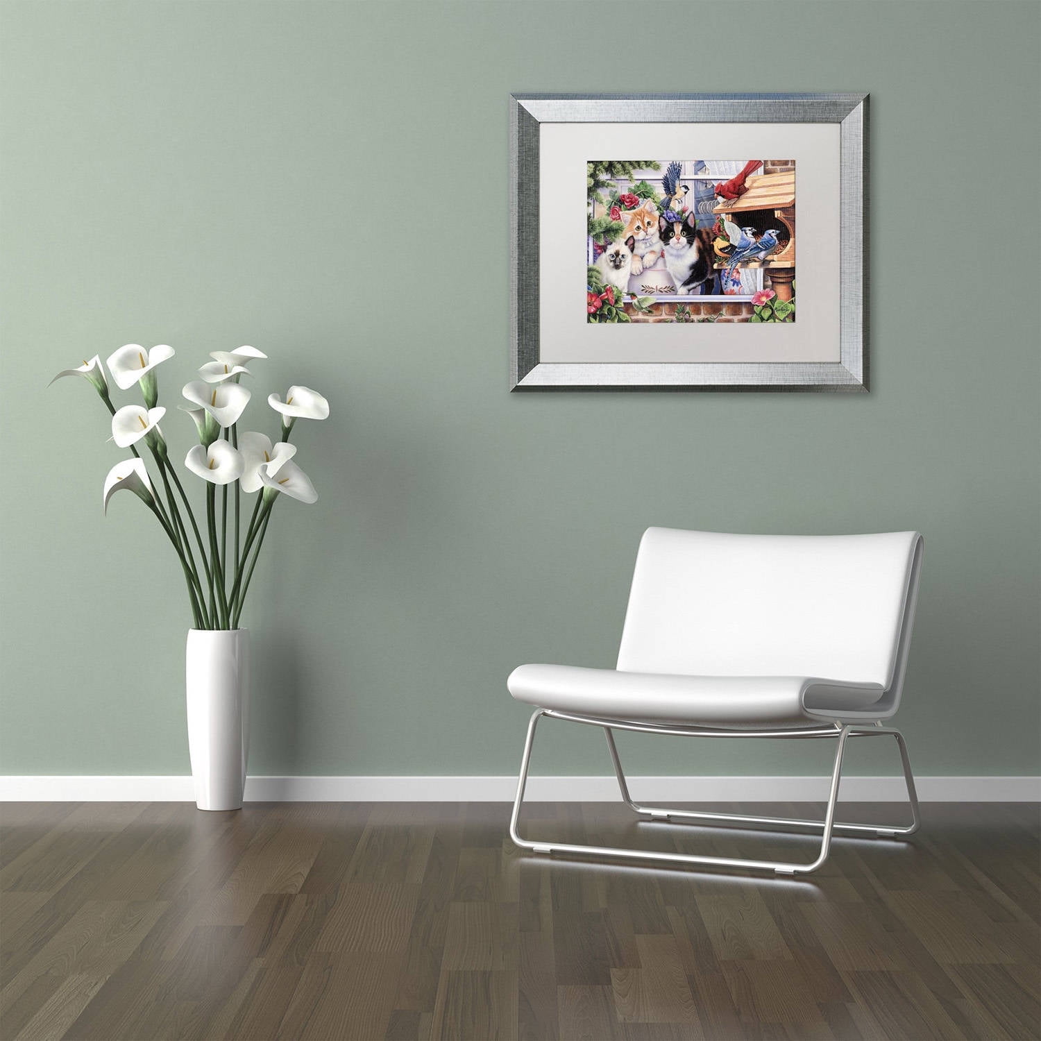 Trademark Fine Art 'Springtime Wonders' Canvas Art by Jenny Newland, White Matte, Silver Frame