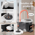 thumbnail image 4 of Trapeador de Microfibra Giratorio con Cubeta Spin Mop Mágico CM-TOP, Color Gris, 4 of 4