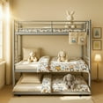 thumbnail image 4 of ASINMAK Twin-Over-Twin Triple Bunk Beds with Trundle and Built-In Ladder, Gray, 4 of 7