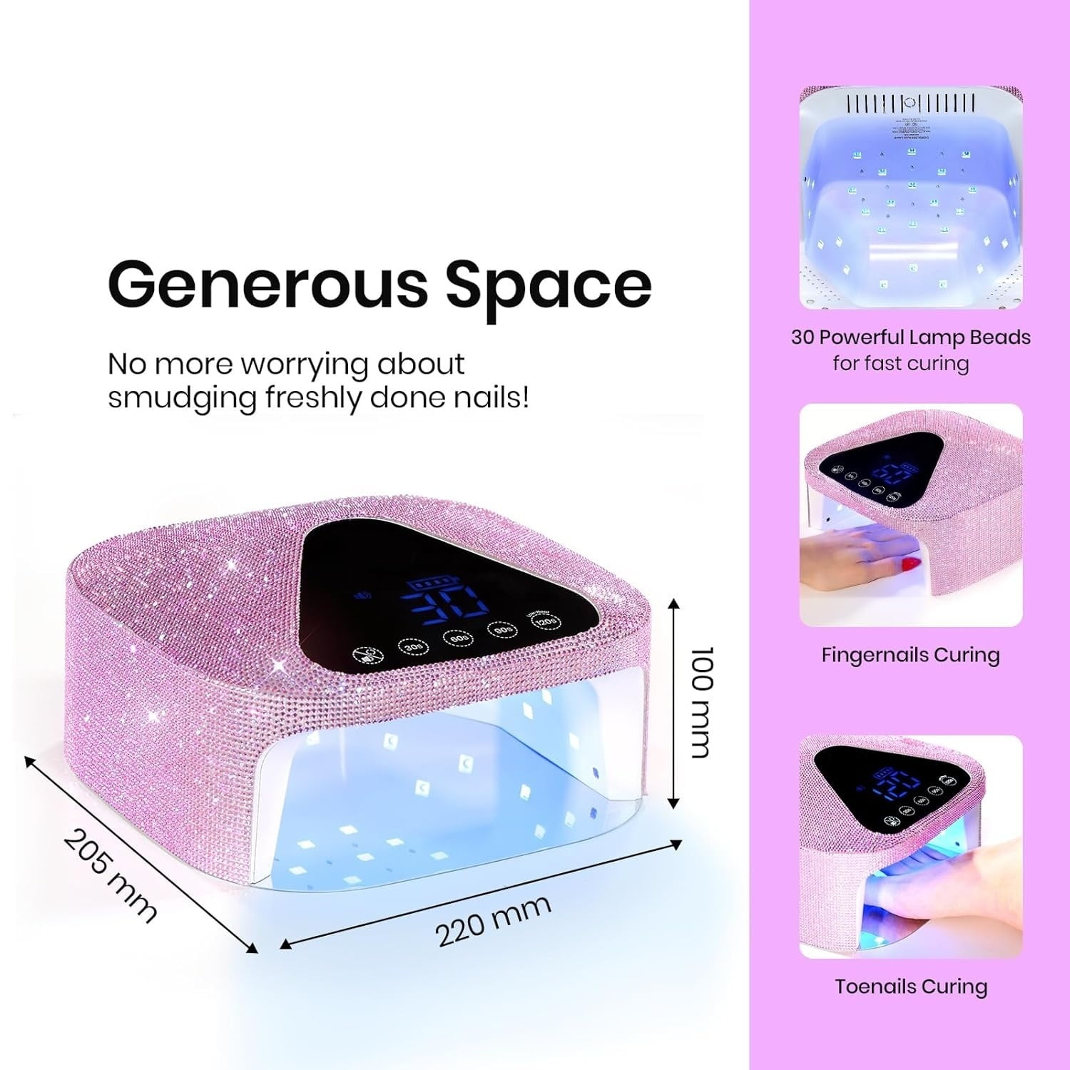 Uv Nail Lamp Cordless, Flash Cure Lamp for Gel Nails Polish Rechargeable Nail Lamp with 4 Modes Professional Low Heat Uv Led Lamp Nail Art Tools with Bag Manicured Gifts for Her