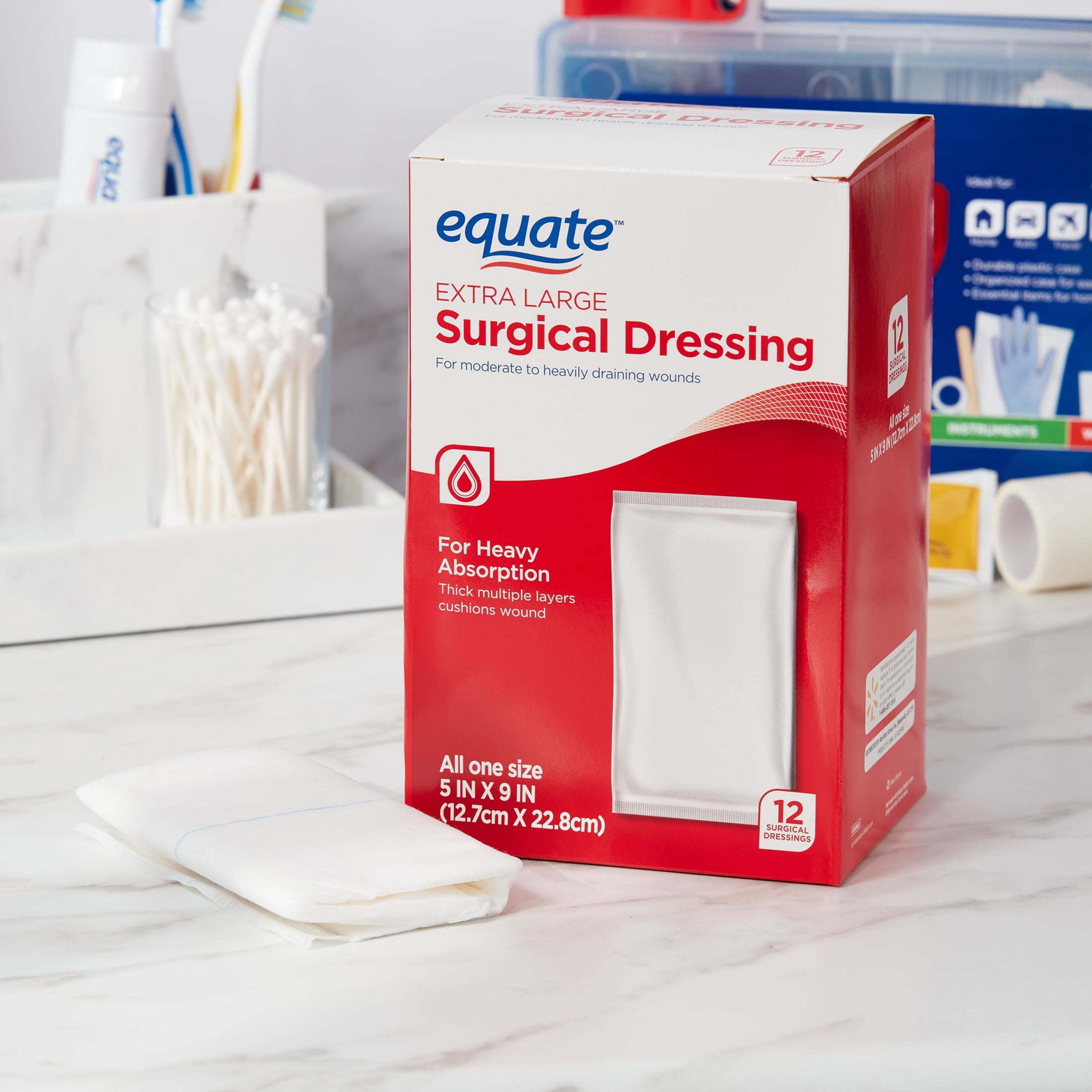Equate Extra Large Surgical Dressing, 5 in x 9 in, 12 Count