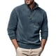 thumbnail image 1 of pstuiky camisas de hombre de manga larga, Blusa informal de manga larga con cuello alto y cremallera de color liso para hombre salir tops l, 1 of 6