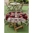thumbnail image 3 of Outdoor Tablecloth with Umbrella Hole and Zipper, Christmas Snowflakes Round Table Cloth 54 Inch Waterproof Tablecloth, Xmas Winter Vintage Red Plaid Picnic Table Cover for Patio Camping, 3 of 7
