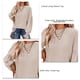 thumbnail image 5 of Blusa de manga larga con volantes para mujer, camiseta informal de punto holgado con cuello redondo, mangas farol, albaricoque M, 5 of 6