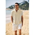 thumbnail image 2 of COOFANDY Men Summer Henley Shirts Button Vacation T-Shirt Collarless Casual Shirt, 2 of 9