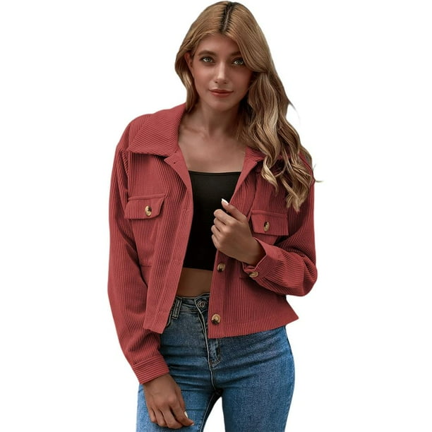 Women S Fashion Cropped Button Down Corduroy Shirt Pure Color Jackets Clothing Streetwear Walmart Com Women S Fashion Cropped Button Down Corduroy Shirt Pure Color Jackets Clothing Streetwear Walmart Com