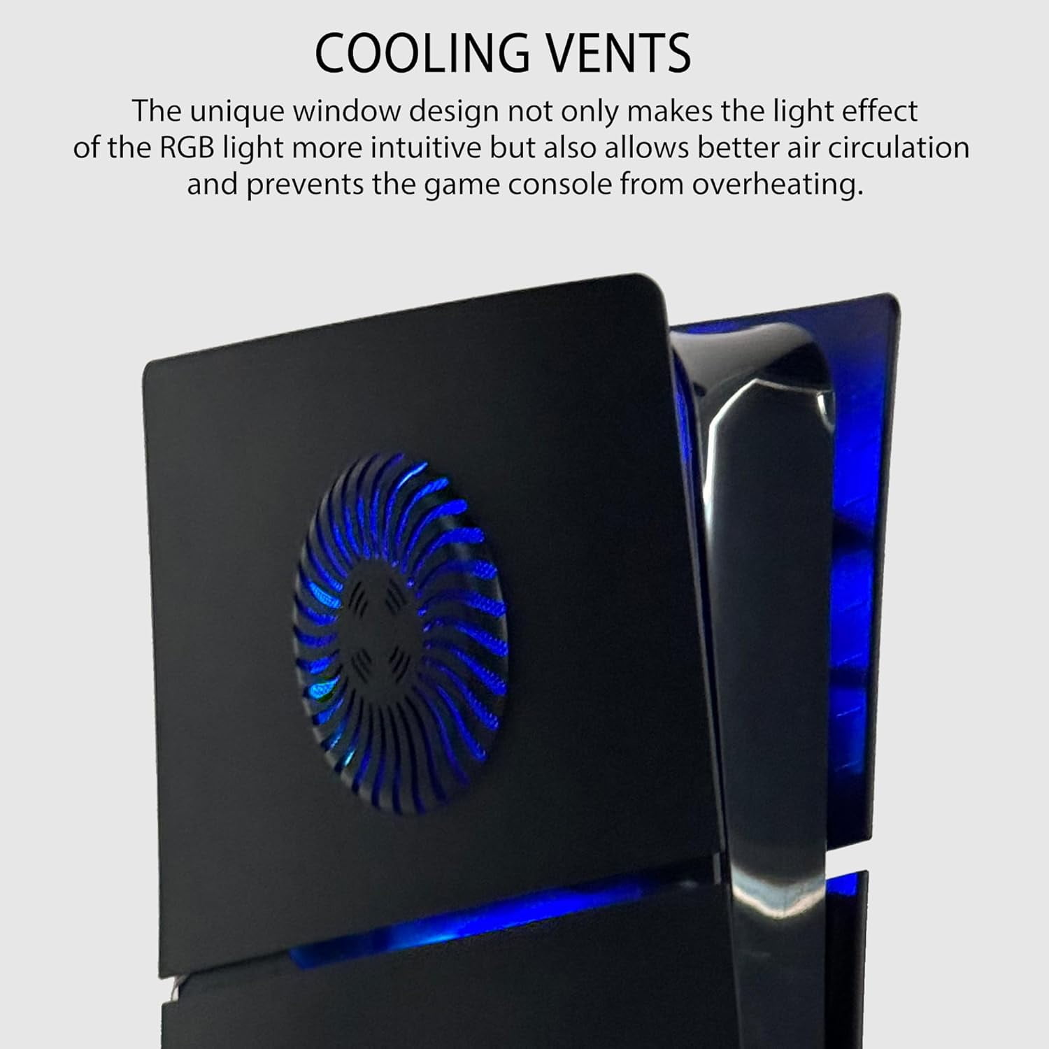 Faceplate for PS5 Slim Disc Edition with RGB Light Strip and Dust Filter with Cooling Vents 400+ Effects LED Light Ring Console Face Plate Cover DIY Decoration Kit Accessories Black
