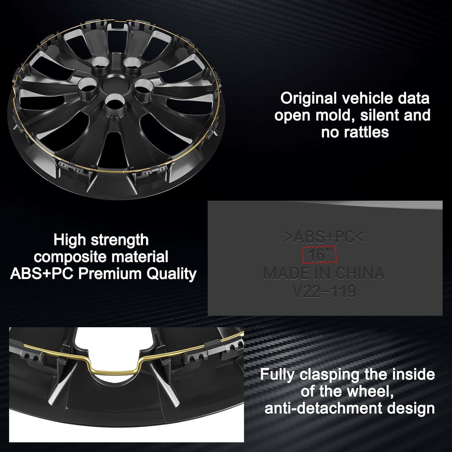 16" Wheel Covers Full Rim Snap On Hubcaps For 2013-2019 Nissan Sentra Set Of 4