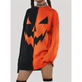 thumbnail image 2 of Vestido De Punto Con Patrón De Cara De Calabaza De Halloween, Vestido Informal De Manga Larga Con Bloques De Color Para Invierno Y Otoño, Ropa De Mujer, 2 of 4