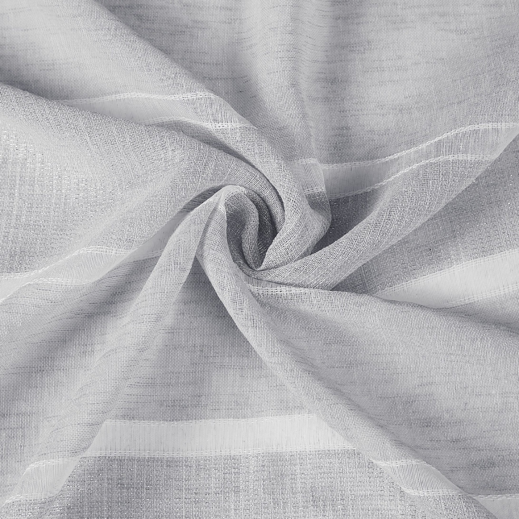 Dainty Home Lurex Stripe 3D Lurex Embedded Textured Striped Linen Look Fabric Shower Curtain 70"W x 72"L in Silver